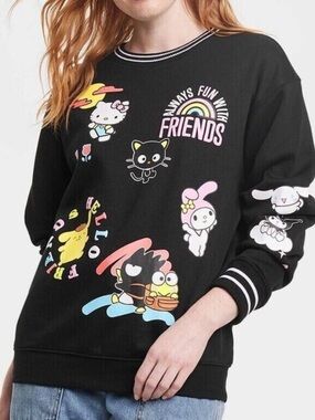 Hello kitty and friends black sweater long sleeve size XS